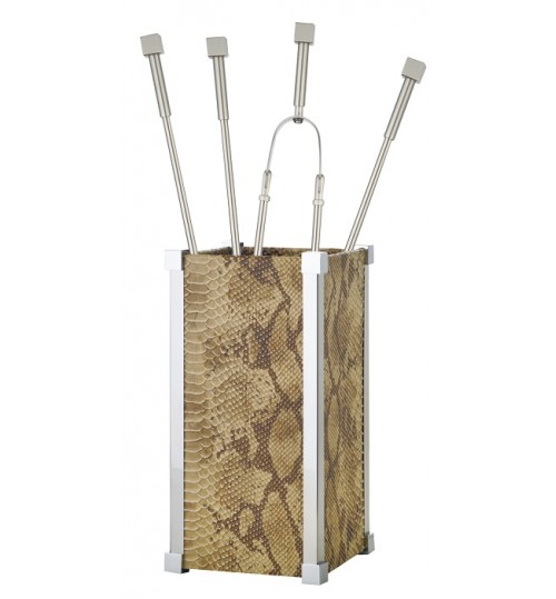 Σετ εργαλείων τζακιού κουβαδάκι δερμάτινο 1220/k22