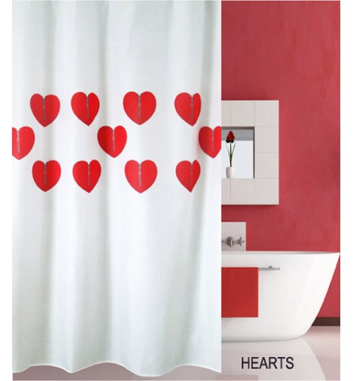 Κουρτίνα μπάνιου υφασμάτινη hearts (180x200)