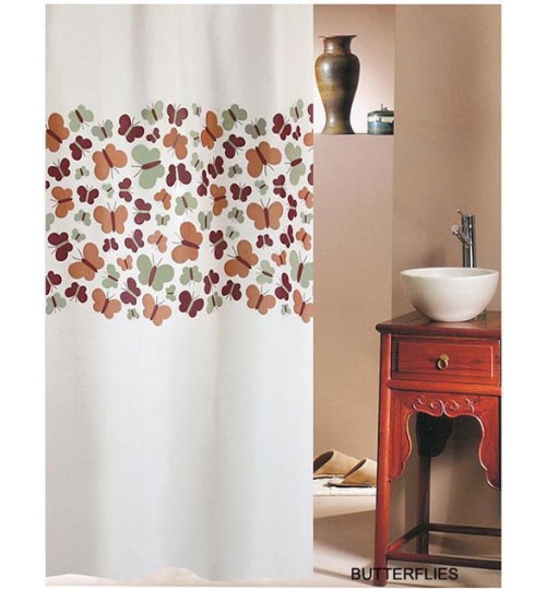 Κουρτίνα μπάνιου υφασμάτινη butterflies coffe (180x200) Κουρτίνα μπάνιου υφασμάτινη butterflies coffe (180x200)