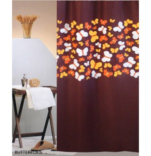 Κουρτίνα μπάνιου υφασμάτινη butterflies brown (180x200)