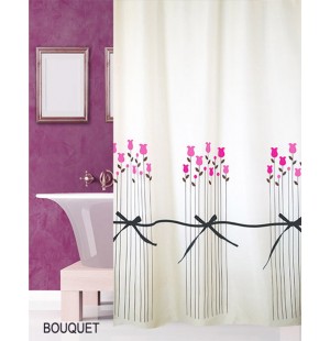Κουρτίνα μπάνιου υφασμάτινη bouquet pink (180x200)